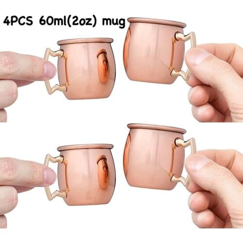 Free Shipping 2-Ounce Mini Copper Plated Moscow Mule Shot Mug Mini Mug Espresso Mugs, Set of 4