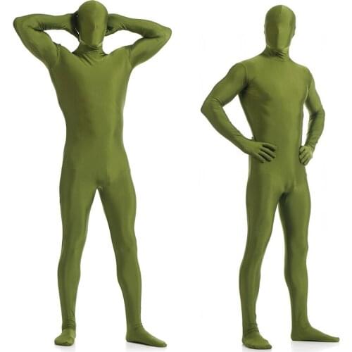 Free shipping Zentai Full Body Skin Suit Catsuit Halloween Costumes customized for open eyes mouth can add crotch zipper