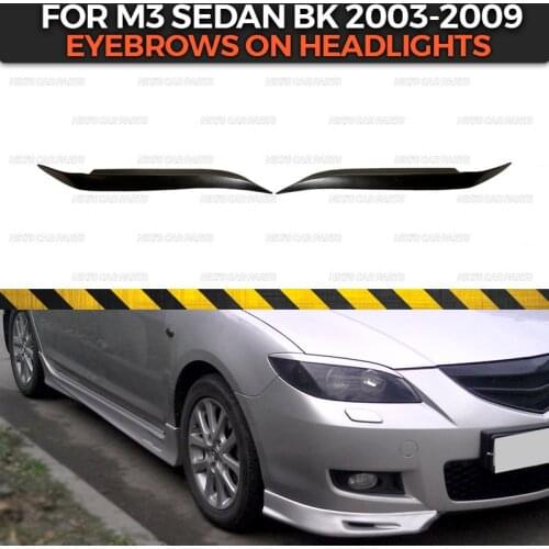 Eyebrows on headlights case for Mazda 3 Sedan BK 2003-2009 ABS plastic cilia eyelash molding decoration car styling tuning