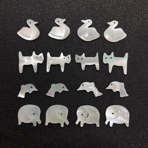 Animal Shape Shell Beads White Shell Non-porous Beads Mother Shell Pearl Pendants for DIY Handmade Fashion Jewelry Accessories