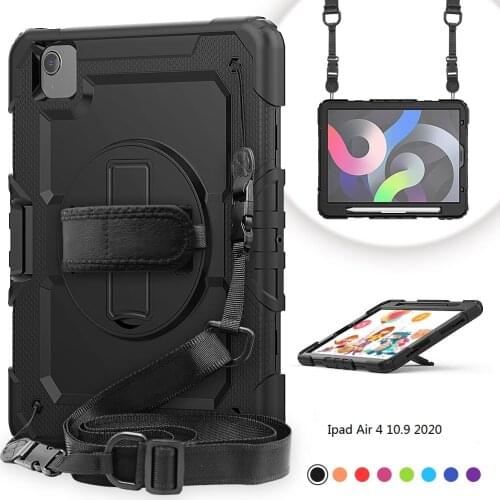 360 Rotation Hand Strap&Kickstand Silicone Tablet Case for чехол Ipad Air 4 2020 Protective Cover