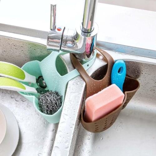 OTHERHOUSE Sink Draining Basket Soap Sponge Drain Rack Hanging Kitchen Sink Organizer Storage Holder Brush Drainer Rack Holder