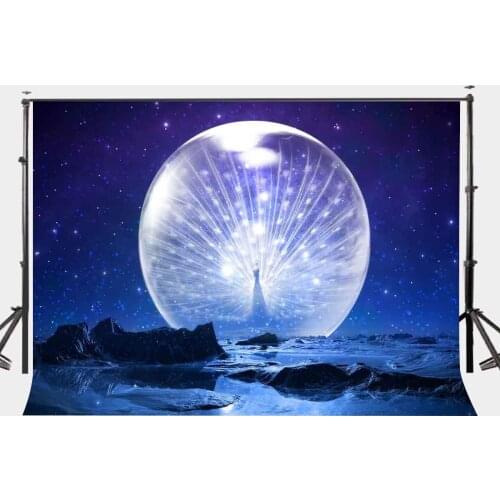150x210cm Starry Night Backdrop Rough Planet Surface Bright Moon Photography Background