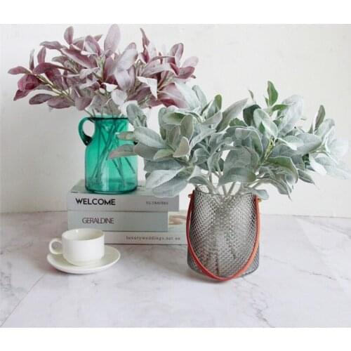 Artificial Fake Leaf Eucalyptus Green Plant Silk Rabbit Ear Leaves Nordic Home Decor Fake Plants For Home Shop Garden Party Deco