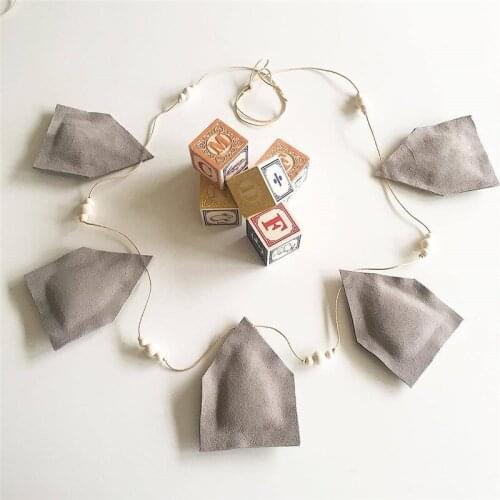 Suede Cloth & Wooden Beads Kids Room Nursery Hanging Wall Decorations Garlands Baby Shower Bunting Ornament