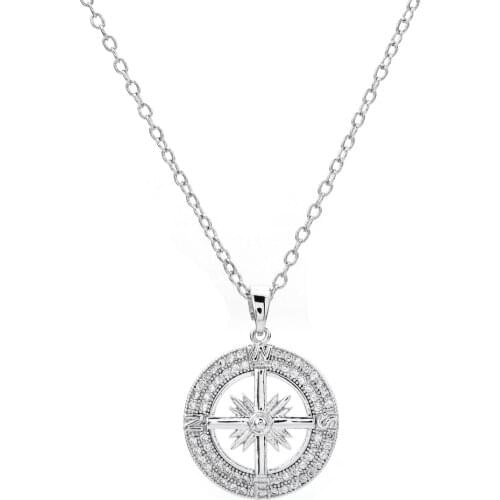 High-quality miniature inlaid compass pendant, a classic jewelry gift for women/girls'wedding parties D-021