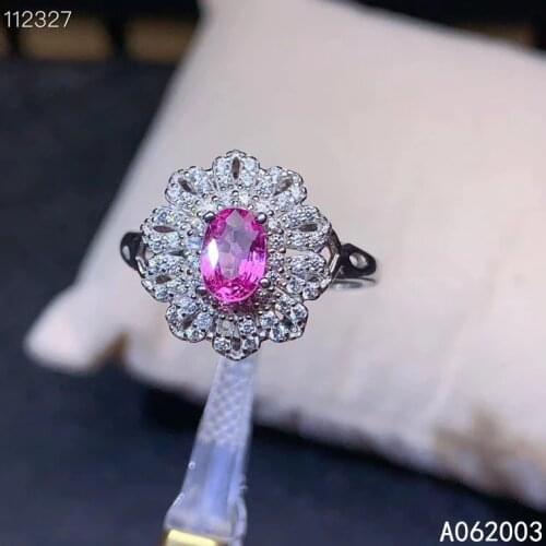 KJJEAXCMY fine jewelry 925 sterling silver inlaid natural pink sapphire new Female ring luxury Support Detection