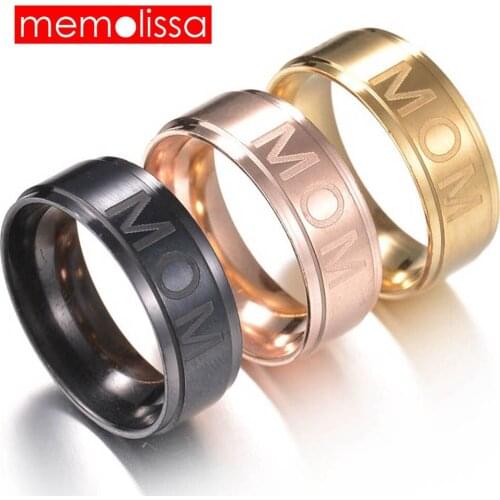 MeMolissa 3 Color MOM Letter Ring for Women Female Stainless Steel Rings Fashion Mothers Day Gift Womens Jewelry
