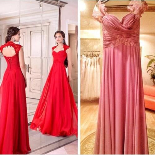 2016 Hot sale Elegant long pink red cap sleeves bridesmaid dresses,bridesmaid dress under 100,Simple maid of honor dress BM9582