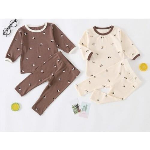 Fashion baby girl floral printing clothes set O-Neck long sleeve t-shirt and pants 2pcs suits Newborn outfits