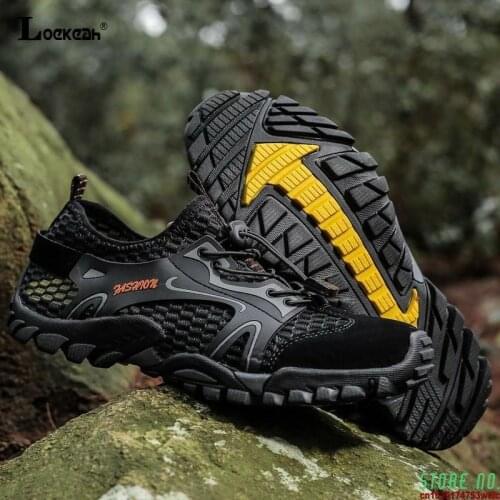 Men Mesh Aqua Shoes Outdoor Professional Non-slip Durable Trekking Upstream Shoes Male Cool Hiking Wading Water Sports Sneakers