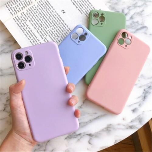 Soild Soft Silicone Candy Color Phone Case For iPhone 11 12 Pro X XR XS Max 7 8 Plus SE2020 Camera Protect Shockproof Case Cover