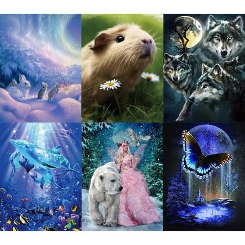 Diamond Painting Kit Butterfly Rabbit Wolf Animal Cross Stitch Embroidery Mosaic Rhinestones Home Decoration Crafts and Art Gift