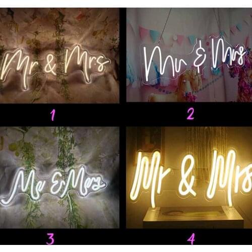 Custom Led Mr And Mrs Neon Light Sign Wedding Decoration Bedroom Home Wall Decor Marriage Party Decorative Illuminated