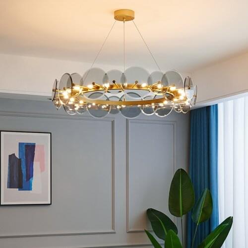 Nordic chandelier postmodern Simplicity Living room lights Smoky round Light luxury Dining room lights Creative designer lamps