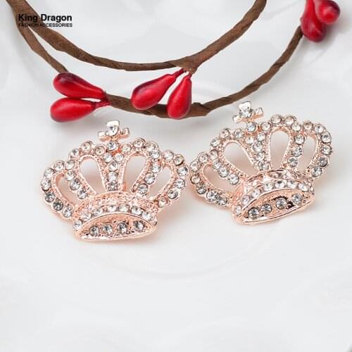 New Arrival Rhinestone Crown Buttons Used On Craft 24MM 20PCS/Lot Shank Back Rose Gold KD534