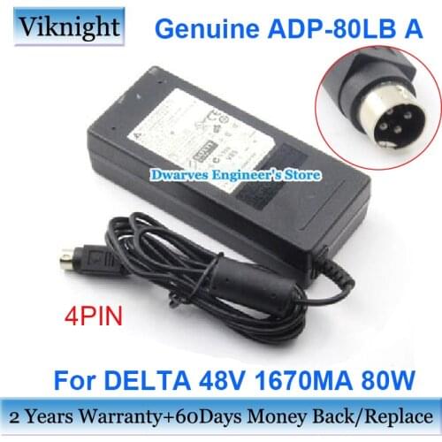 Genuine adapter for Delta ADP-80LB A AC Adapter 48V 1670mA CUSD04C01D9 Power Supply Round 4 Pin Laptop Adapters