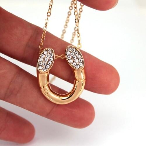 Hzew cuty horse Horseshoependant necklaces gold and silver color crystal Horseshoe necklace gift for women men gift