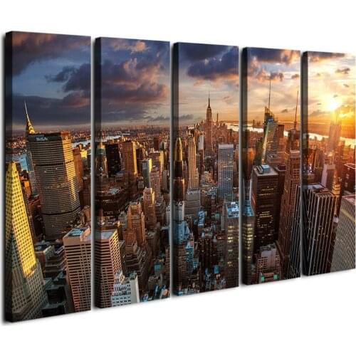 New York Sundown Canvas Print, Large Wall City Landscape, Cityscape Big Apple New York Wall Print Ready To Hang Drop shipping