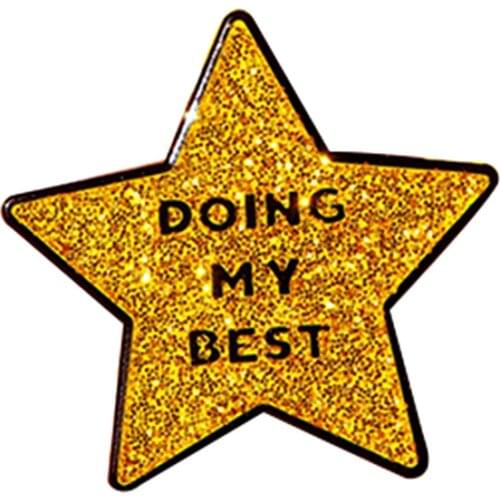 Five-pointed Star Enamel Pin Glitter Yellow Brooch Doing My Best Badge