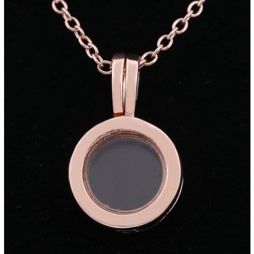 Rose Round Floating Lockets Sapphire Glass Necklace Pendant For 925 Sterling Silver Bead Charm Bracelet Europe DIY Jewelry