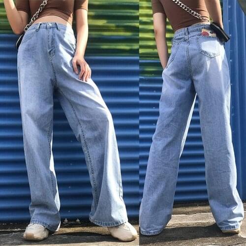 SAGACE New high waist loose Wide Leg Jeans Korean chic2021 summer new trend hot pants show high and thin pants jeans mujer