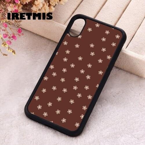 Iretmis 5 5S SE 2020 Phone Cover Case for iPhone 6 6S 7 8 Plus X Xs XR 11 12 Mini Pro Max Silicone brown Baby flowers pattern
