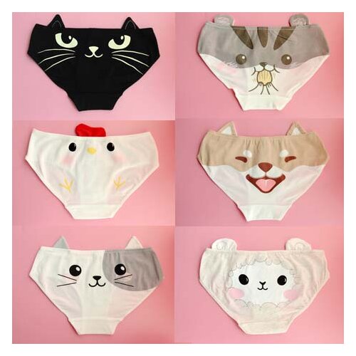 Cute three-dimensional ears Akita dog cat cartoon size 100% pure cotton crotch underwear girls obese students GZ-K34