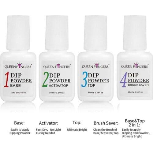 10ml Dipping Nail Powder System Liquid Base Top Coat Activator Brush Nail Art Natural Dry Without Lamp Cure DIP POWDER 1Bottle