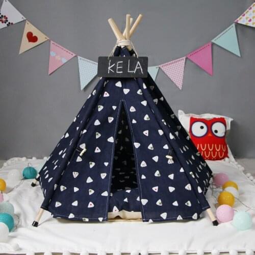 2020 New Arrival Navy Blue Foldable Pet Houses Bed Tent Cat Kennel Indoor And Outdoor Portable Travel Convenient Supply Pet Tent
