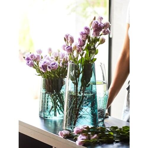 Modern Minimalist Glass Vase Living Room Table Flower Arrangement Ornaments Lily Rich Bamboo Flower Arranger