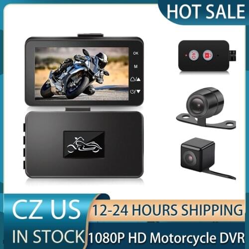 3" 1080P HD Motorcycle Camera DVR Waterproof Night Vision Motorcycle Driving Recorder with IP67 Waterproof Front Rear Dual Lense