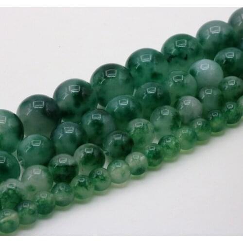 Green white chalcedony 6/8/10/12mm size optional round loose beads 15" DIY stone fit women fashion jewelry making