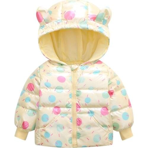 Winter Baby Cartoon Down Jacket Baby Hooded Disposable Jacket Boys Girls Jackets Childrens Warm and Cold-resistant Cotton Cloth