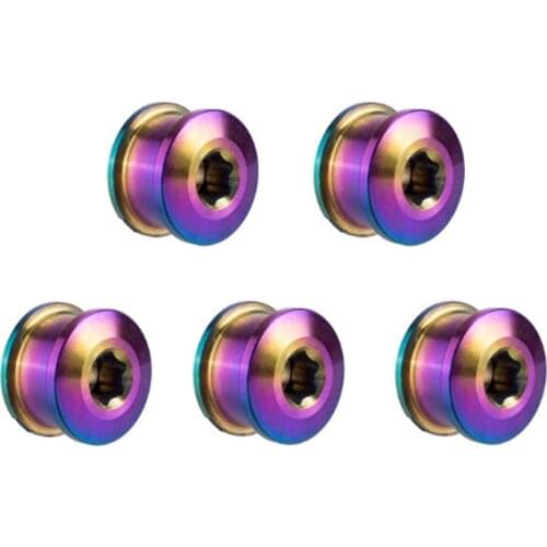 ZTTO Bicycle Chainwheel Screws Road MTB Bicycle Disc Screw 5PCS Titanium Chainring Bolt for Crankset Bicycle Parts