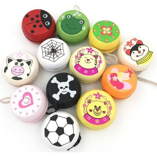 2018 Cute Animal Prints Wooden Yoyo Toys Ladybug Toys Kids Yo-Yo Creative Yo Yo Toys For Children Children Yoyo Ball G0004