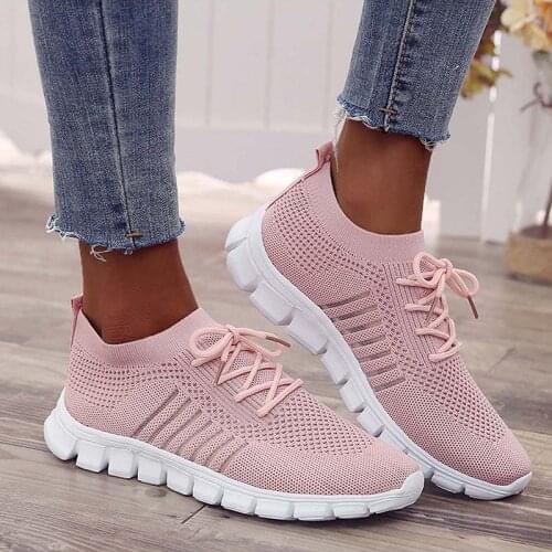 2021 Fashion Autumn Lightweight Womans Flats Breathable Shoes Sneakers Soft Sports Running Shoes Ladies Jogging Walking Sneakers