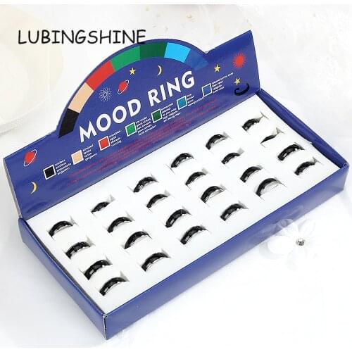 24 Pcs/set Mood Rings Temperature Change Color Emotion Feeling for Women Men Mix Size Party Ring Jewelry Gift with Box