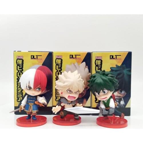 3pcs/set My Hero Academia Boku no Hero Midoriya Izukuc Shoto Todoroki Bakugou Katsuki Mini Cute Action Figure Model Toys