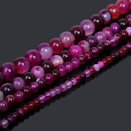 4MM 6MM 8MM 10MM Natural Purple Striped Carnelian Stones Round Spacer Loose Beads For Necklace Bracelet Charms Jewelry Making
