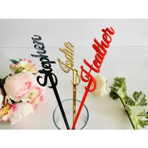 Cocktail bar accessories Personalized name drink stirrers Bridal wedding Custom swizzle sticks Party picks Table centerpiece