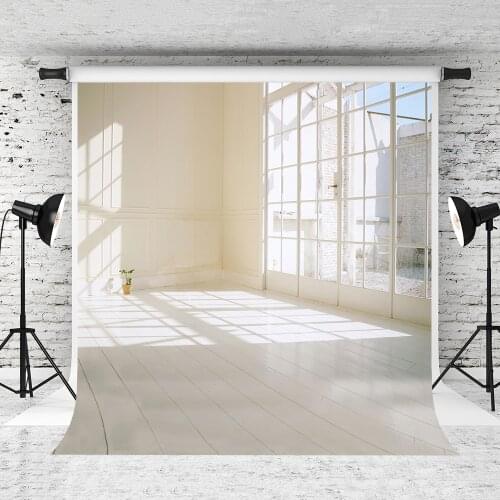 VinylBDS White Indoor Wedding Photography Backgound 10x10ft With Window Sunshine Photography Backdrop For Children Photo Studio
