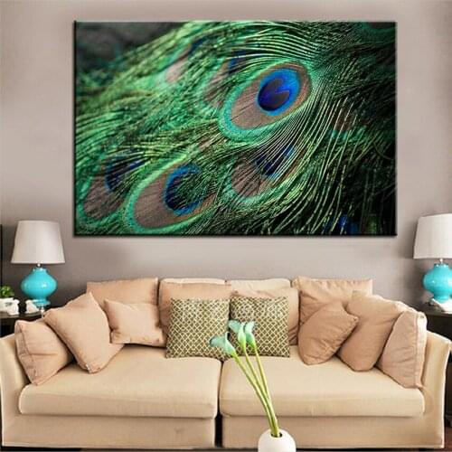 Large size Printing Oil Painting Peacock feathers Wall painting POP Art Wall Art Picture For Living Room painting No Frame
