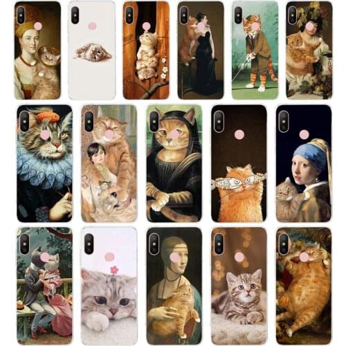14AA Art Cat gift Soft Silicone Tpu Cover phone Case for Xiaomi Redmi 6 Pro 6A 7A Note 6 Pro 7 case