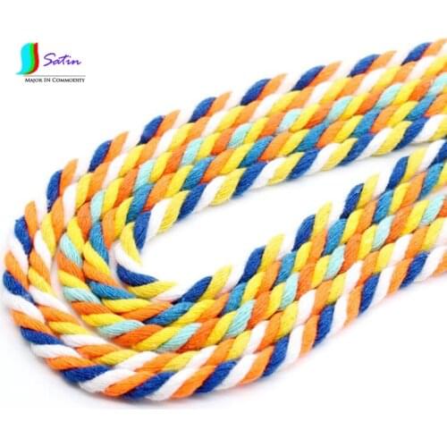 Colorful Beautiful 8mm Three Color Cotton Rope DIY Decorative Woven Handmade Rope Hat Rope Bouquet Tied Strap 5meters/lot S428P