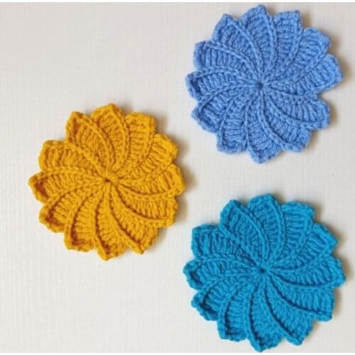 Flower Crochet Cup Coaster Placemat Pad Tea Coffee Mats Kitchen Table Desk Decor Wedding Decoration