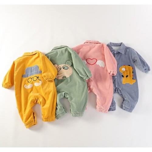 Baby Clothes Autumn Clothes for Baby Corduroy Newborn Cartoon Applique Romper