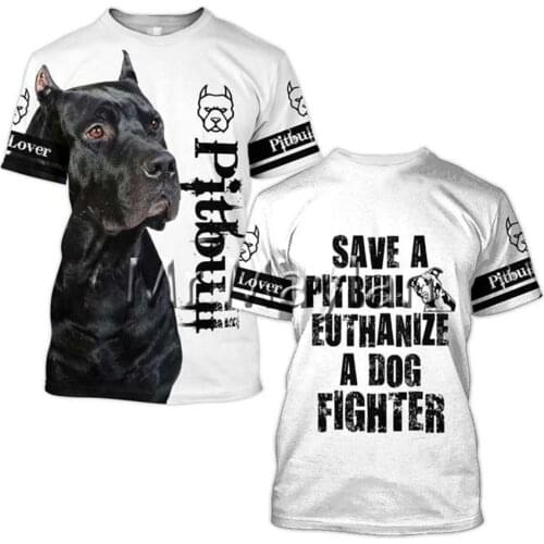 Unisex 3D Animal Graphic Tshirt Animals Dog Art Pit Bull Dog T-shirts Men/Women Ropa Hombre Casual Summer Streetwear