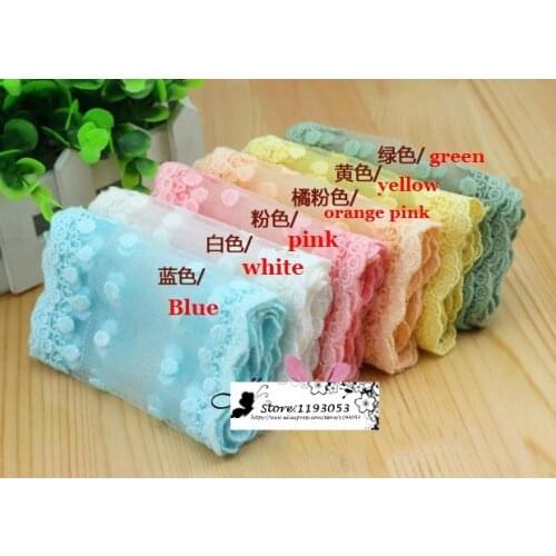 5Yard/Lot 11CM Cotton Embroidery Pink White Laciness Trim DIY Bow Hair Accessory Material Lace Fabric CR0174