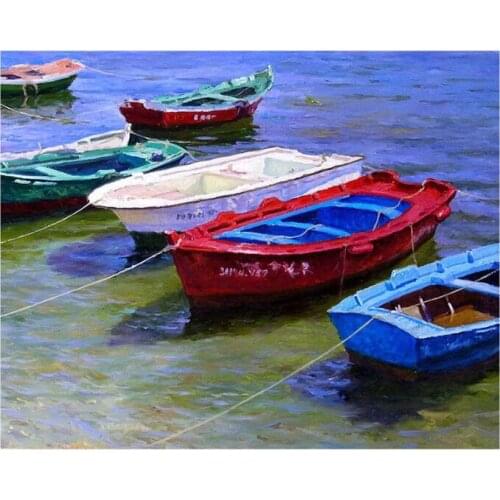 Scenery Diamond Painting Set Sea Boat Landscape Mosaic Embroidery Picture Crystal Rhinestone Stickers Decal Wall Art Craft Gift
